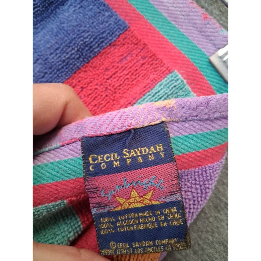 Cecil Saydah Sunbrights Oversized Beach Towel Blanket 32x60 Rainbow Stripes